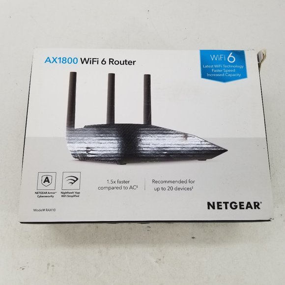 Netgear AX1800 Dual Band 4-Stream RAX10 1.8 GBPS WiFi 6 Router - Black - Picture 1 of 7